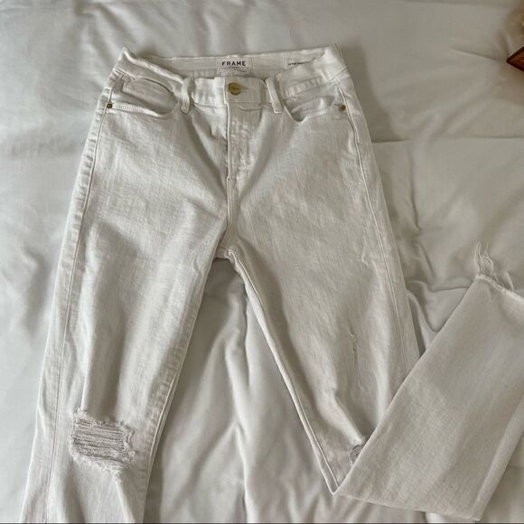 Frame Denim Le High Rise Skinny Crop White - Picture 4 of 10